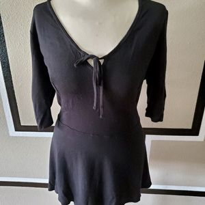 Black cotton 1/2 sleeve blouse